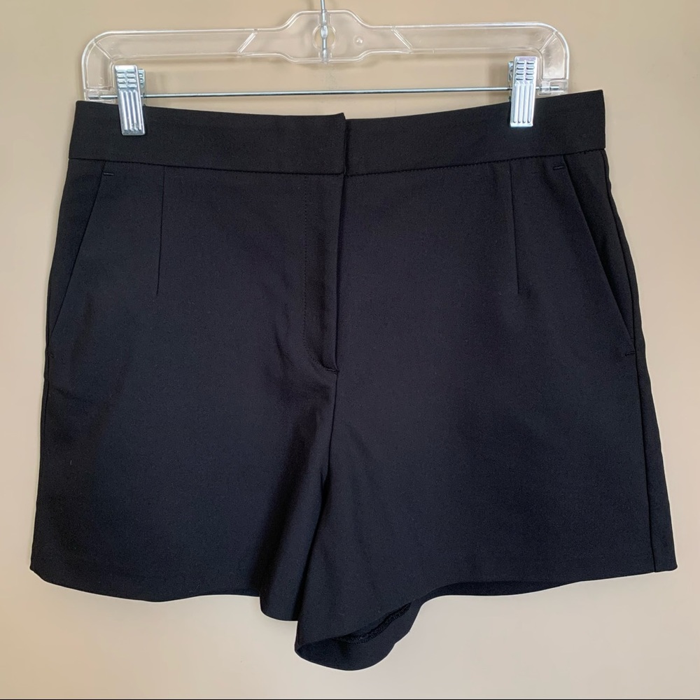 French Connection Black Flat Front High Waist Tailored Shorts